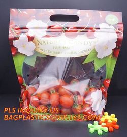 fresh fruit bag with vent hole for grape tomato cherry, fruit packaging anti-fog vegetable plastic bag, Customized Fruit