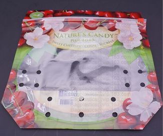 fresh fruit bag with vent hole for grape tomato cherry, fruit packaging anti-fog vegetable plastic bag, Customized Fruit