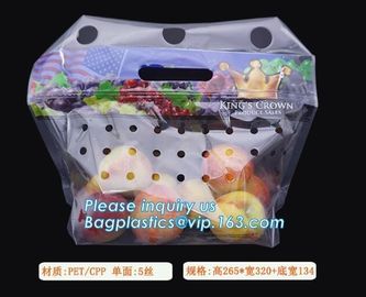 Hang Hole Plastic Stand Up Cherry Bag Factory, Fresh fruit bag(Cherry/Lichi/grape), Perforated Standup Bag for Fruit Pac