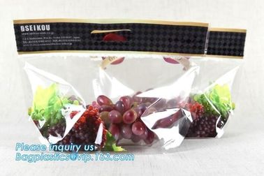 Custom colorful printed slider ldpe Zip lockk bag, stand up slider zipper export pe grapes bag, zipper lock freezer storag