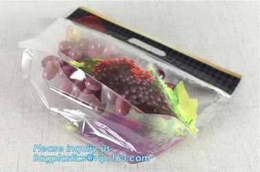 Custom colorful printed slider ldpe Zip lockk bag, stand up slider zipper export pe grapes bag, zipper lock freezer storag