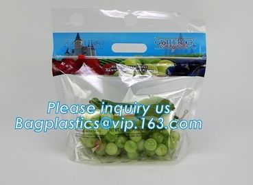 Resealable Vent Hole Plastic Bag For Fruit With Slider, OEM Printed Logo food grade Slider Storage Bags, Custom grape/fr