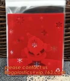 Various Styles Christmas Santa Claus moose Snowman self-adhesive Cookie packaging bags for biscuits snack christmas