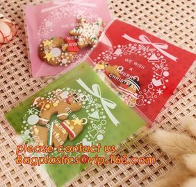 Various Styles Christmas Santa Claus moose Snowman self-adhesive Cookie packaging bags for biscuits snack christmas