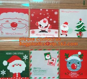 Merry Christmas Santa Claus Snowman Fudge Gift Cellophane Cookie Candy Bag,Xmas Santa Plastic Gift Candy Cookies Favor C