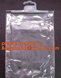 Hooking Plastic Bag For Clothing Clear PVC Pouch With Slide or Self Sealing Zipper,bag for swimwear pvc bag with hook fo