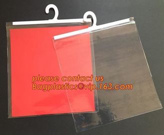 reusable transparent hanger hook plastic bags,degradable d2w hdpe/ldpe die cut / punch handle plastic door hanger bags