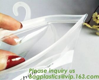hanger bag with zip lock on the top,Frosted Zip lockk bag EVA PVC hanger bag for clothes, EVA frost drawstring bag, Froste