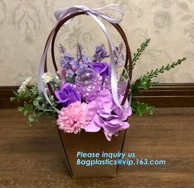 Fashion kraft paper flower carrier paper bag,Customized Pot Plants Kraft Flower Carrier Paper Bag with Grommet Handles