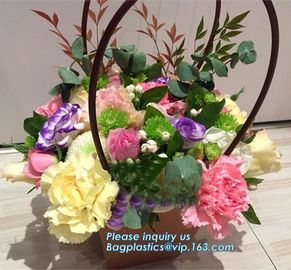 Fashion kraft paper flower carrier paper bag,Customized Pot Plants Kraft Flower Carrier Paper Bag with Grommet Handles