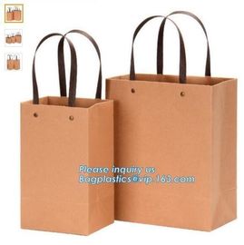 Luxury Custom Printed Logo Christmas Brown Kraft Paper Shopping Gift Carrier Bag,exclusive custom made luxury ribbon han