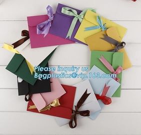 Custom white kraft fancy paper string tie gift folding envelope with ribbon closure for jewelry packaging with earring c