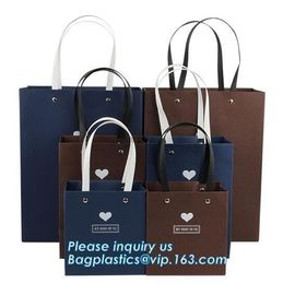 Luxury custom desgin hot stamping satin ribbon bow beauty gift paper shopping carrier bag with handle, bagplastics pac