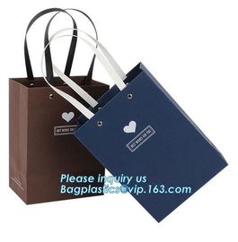 Luxury custom desgin hot stamping satin ribbon bow beauty gift paper shopping carrier bag with handle, bagplastics pac