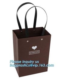 Luxury custom desgin hot stamping satin ribbon bow beauty gift paper shopping carrier bag with handle, bagplastics pac