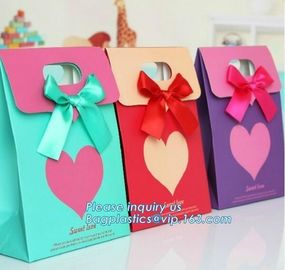paper carrier bag,kraft paper bag,craft paper bag manufacturer,Printing Logo Paper Carrier Bag with Bowknot and Handle f