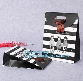 Luxury Design Black And White Kraft Gift Paper Carrier Bag For Garment Jeans Tea Packaging,Orange Gift Carrier Paper Bag
