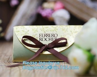 Laminated Customized Luxury Retail Shopping Packaging Logo Gold foil Paper Bags For Clothes / Clothing with Ribbon Bow