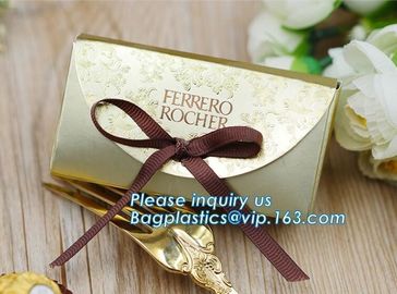 Laminated Customized Luxury Retail Shopping Packaging Logo Gold foil Paper Bags For Clothes / Clothing with Ribbon Bow