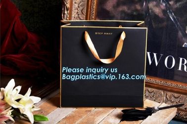 Gold Stamping Glossy Lamination Paper Rope Handle Paper Carrier Bag Custom Design paper carrier bag with rope handle