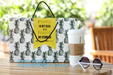 luxury elegent chocolate paper packaging bags,handle white color printed paper packaging bag with logo bagease package