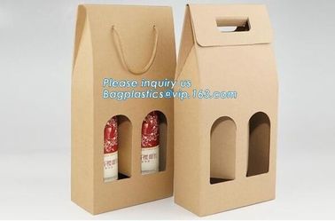 Bottle Bag Present Wine Bottle Gift Decorative Paper Bags with metal handle,Wine Packing Kraft Paper Bag with Twist Hand