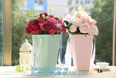 Free Design!! Free Sample!!! flower carrier bag cheap brown paper flower bag handle bag,paper carrier flower packaging b