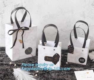 Customized Brown Kraft flower Paper Shopping Bag with Logo and Ribbon handle,Printing Branded Storage Flower Gift Paper