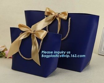 pink small christmas gift packaging paper bags with cotton ribbon twisted handle,Paper material Brown Shopping Bag With