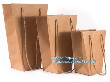 Flower carrier bag with different color customized pot plants kraft paper bag with handle,stamping logo fancy paper flow