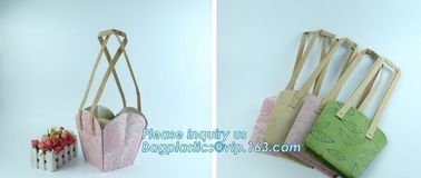 Flower Carrier Twisted Handle Rope Ribbon Tie Paper Carry Bag Shopping,Flower shop logo printing kraft paper flower pack