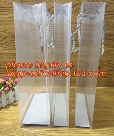 plastic clear heat seal square bottom pp bag with plastic handle,gift bag transparent shopping handle bag bagease pac