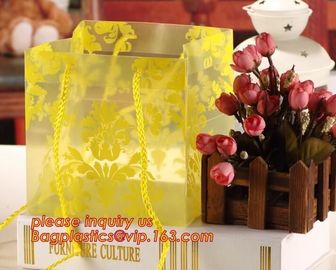 Wholesale Waterproof PP Plastic Gift Flower Bag Carry,PP Clear Handheld Flower Packaging Bag,PP Trapezidal Rectangular F