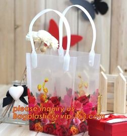 PP Trapezidal Rectangular Flower Package Bags,PP Flower Plastic Carry Bag with Tube Handle,flower pot bag printing PP pl