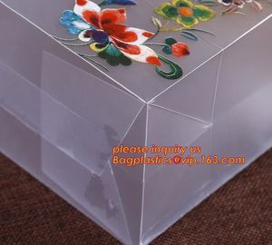 Customized square shape flower pattern long handle PP gift bag,flower vase, disposable flower plastic bag, plastic folda