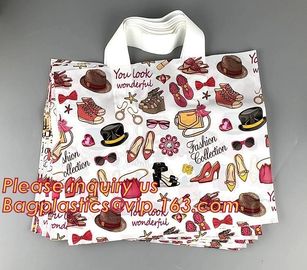 custom design biodegradable soft loop handle plastic bag,Fashion colored soft loop bag die cut bag for clothes, shopping