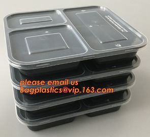 Airtight leakproof microwave custom rectangle plastic meal compartment bento lunch box food storage container with FOOD