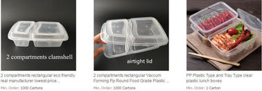 2 compartments clamshell, rectangular eco friendly real manufacturer, pp plastic type and tray lunch boxes FDA approved