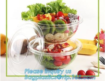 1250ml Clear Round Disposable Large PET Plastic Fruit Salad Bowl with Lid Packaging Cup,Disposable PET Plastic Salad Bow