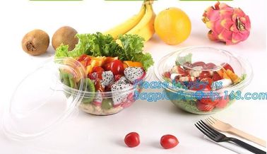 1250ml Clear Round Disposable Large PET Plastic Fruit Salad Bowl with Lid Packaging Cup,Disposable PET Plastic Salad Bow