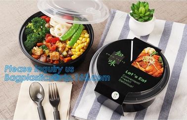 1000ml Black Disposable Biodegradable Bento Food Noodles Container PP Plastic Microwave Safe Soup Bowl bagplastics bagea