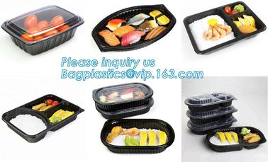 Food container tray,Black 5 Compartment Food Packaging Blister Plastic Fruit Tray,blister plastic microwave food ovenabl