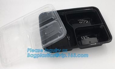 bpa free stackable take away leakproof black 2 compartment plastic microwave meal prep containers food bento box for kid