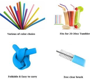 Eco Friendly Collapsible Silicone Drinking Cups With Straw Reusable Biodegradable Straw,Anti-Cutting Mouth Flexible Sili