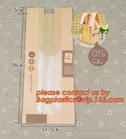 Professional Food Safe Opp Clear Window Paper Bags Offset Printing, OEM Block Bottom Bags Tin Tie White Paper bags with