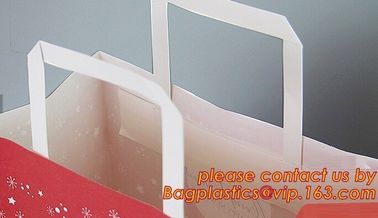 Christmas paper shopping bag, shopper, Customized Reusable Brown baguette bag /kraft paper bread bag with window, handle