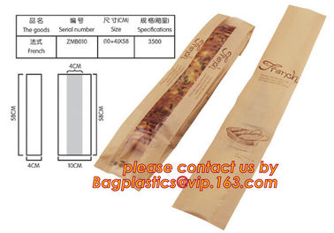 Logo Printed Grease Proof Foil Lined Brown Kraft Paper Bread Packaging Bag,custom printing logo bread french fries paper