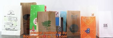 Logo Printed Grease Proof Foil Lined Brown Kraft Paper Bread Packaging Bag,custom printing logo bread french fries paper