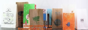 Logo Printed Grease Proof Foil Lined Brown Kraft Paper Bread Packaging Bag,custom printing logo bread french fries paper