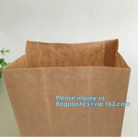 Custom design printed Kraft bread packaging paper bag,wax grease proof square bottom packing french bread white craft pa